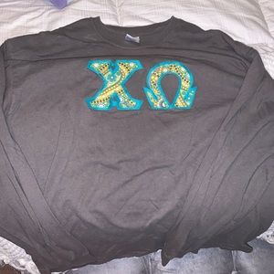 Chi Omega Long Sleeve Stitch Letter Shirt